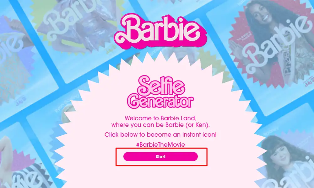 The Barbie selfie generator creating a cheerful aura around it.